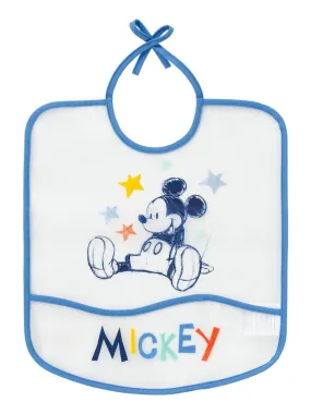 Bavoir 6 mois imperméable avec poche 28x32 cm - Mickey Cool - Bleu