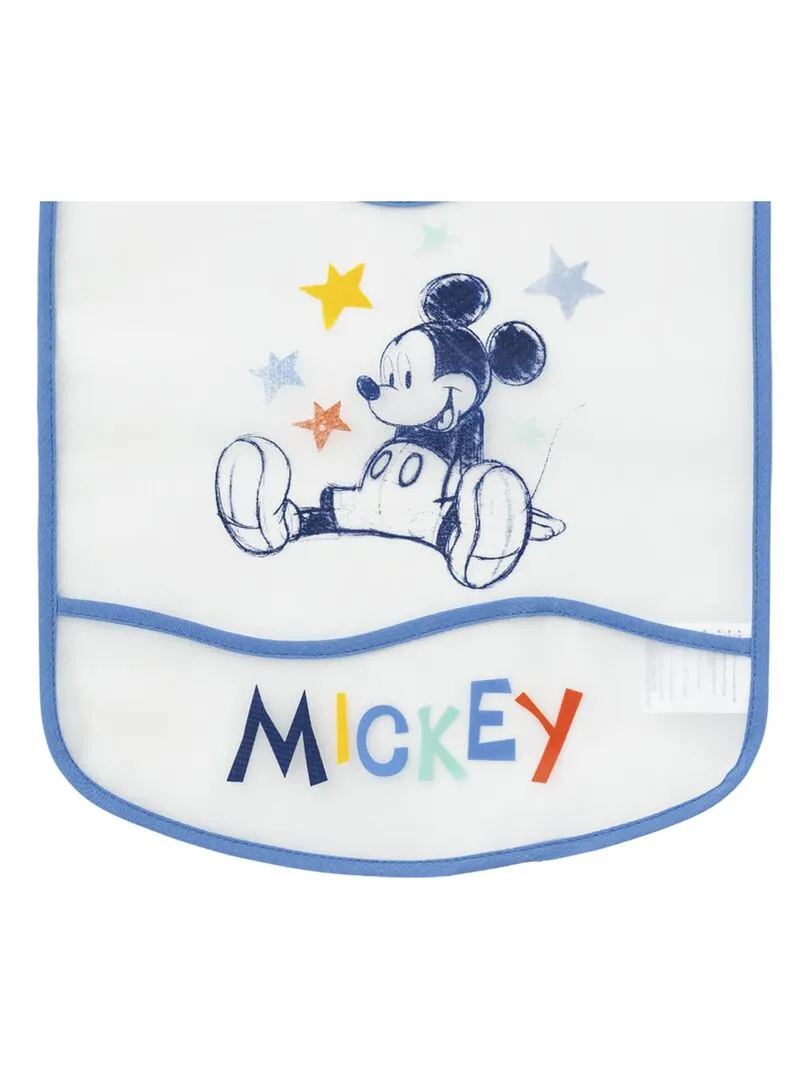 Bavoir 6 mois imperméable avec poche 28x32 cm - Mickey Cool - Bleu