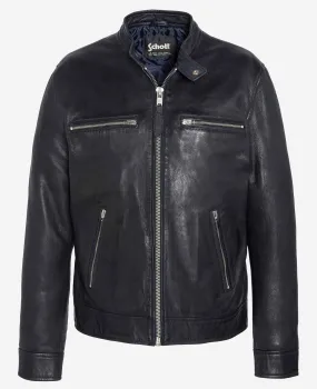 Blouson cuir homme navy Schott style motard