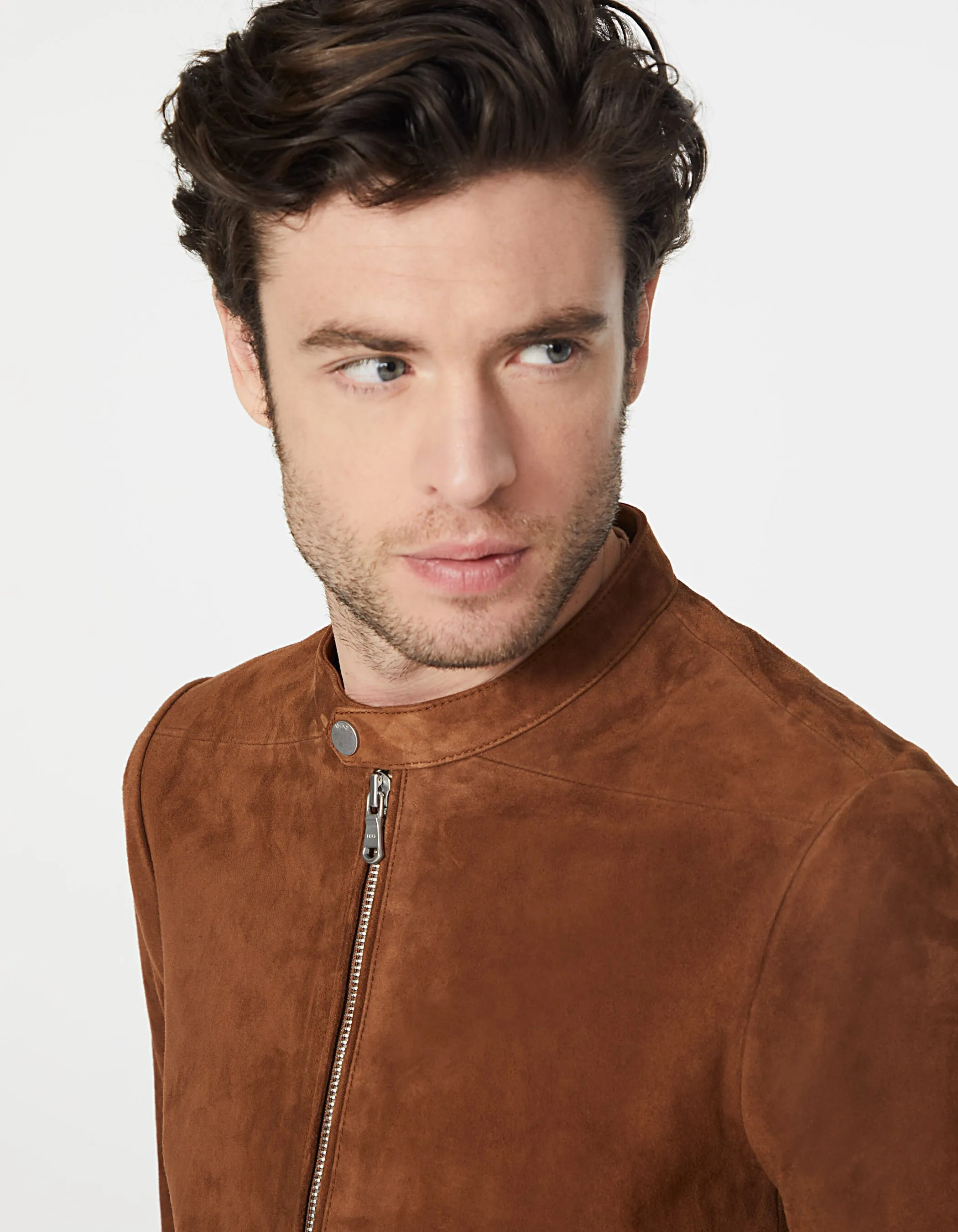 Blouson moka en cuir velours Homme