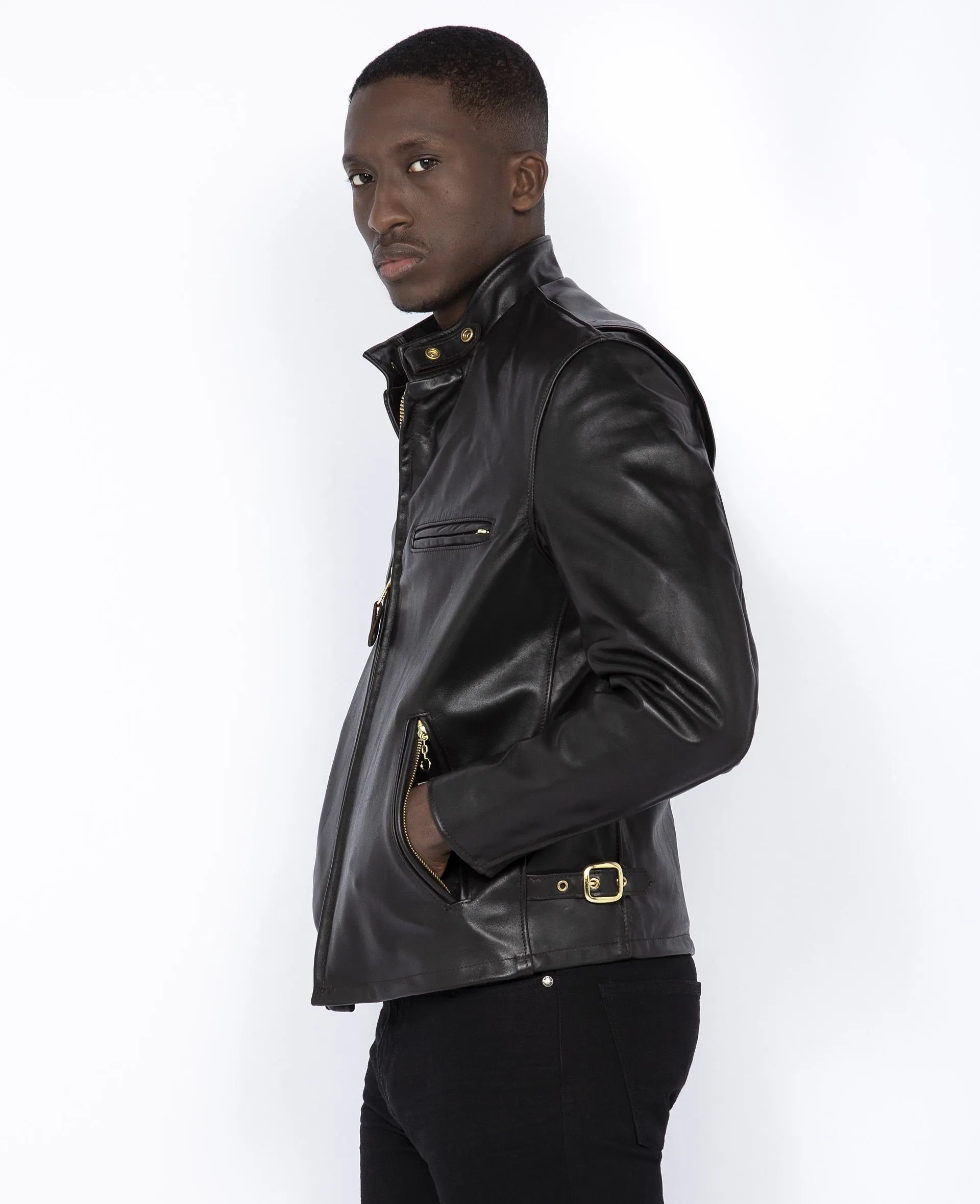 Blouson motard mythique USA, cuir de vachette