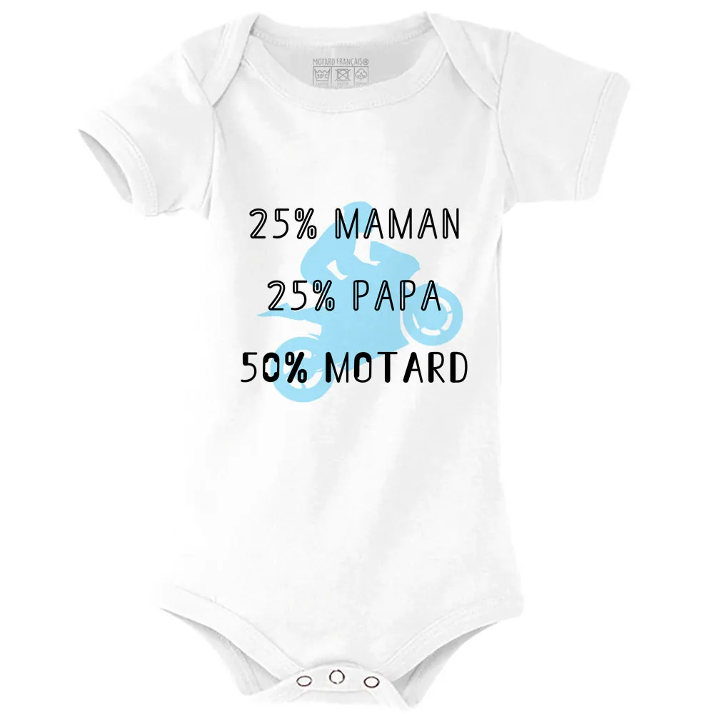 Body bébé humour 50% motard, 100% coton