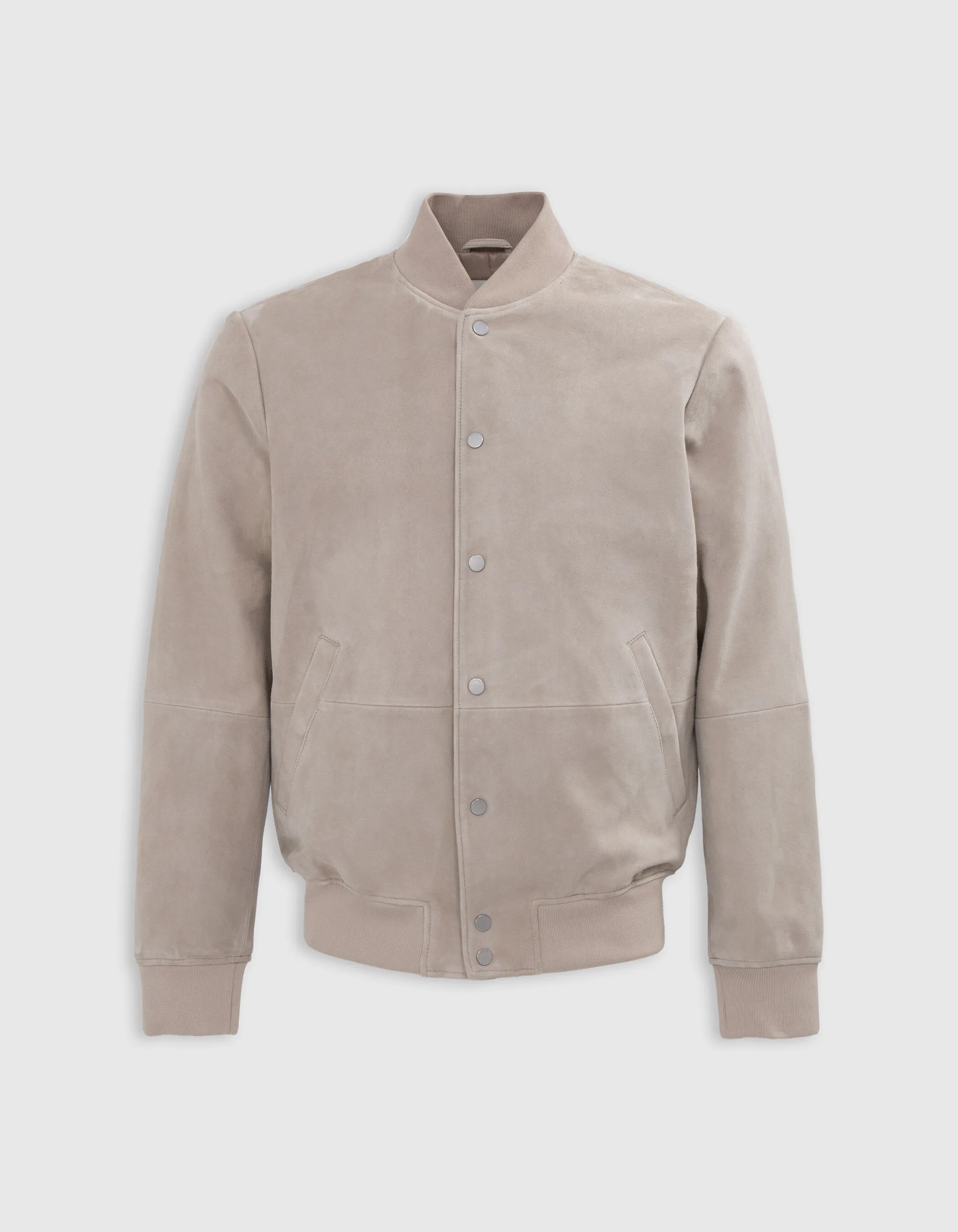 Bomber beige en cuir velours Homme