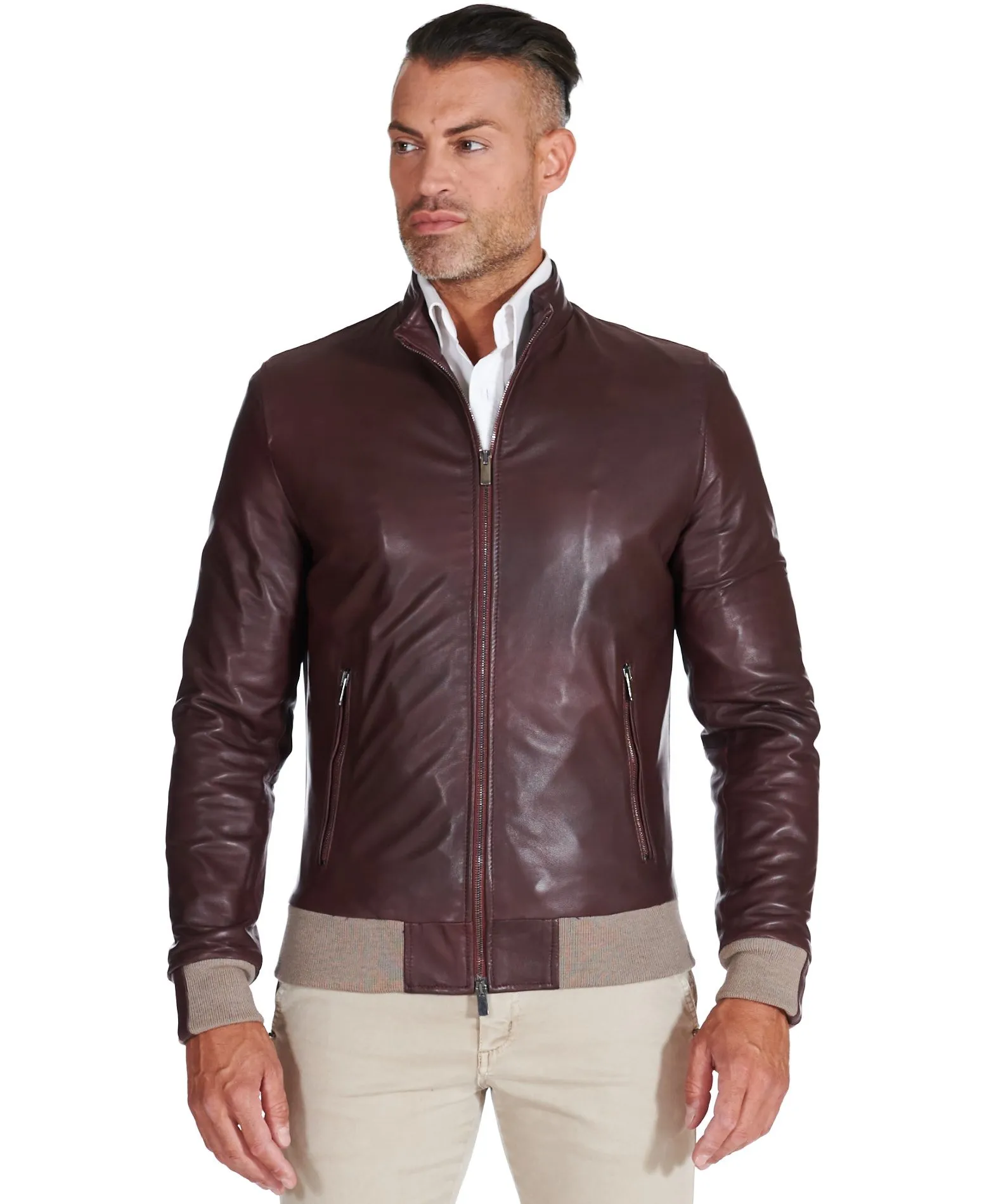 Bomber cuir homme veste en cuir bordeaux blouson cuir bordeaux 106