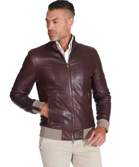 Bomber cuir homme veste en cuir bordeaux blouson cuir bordeaux 106