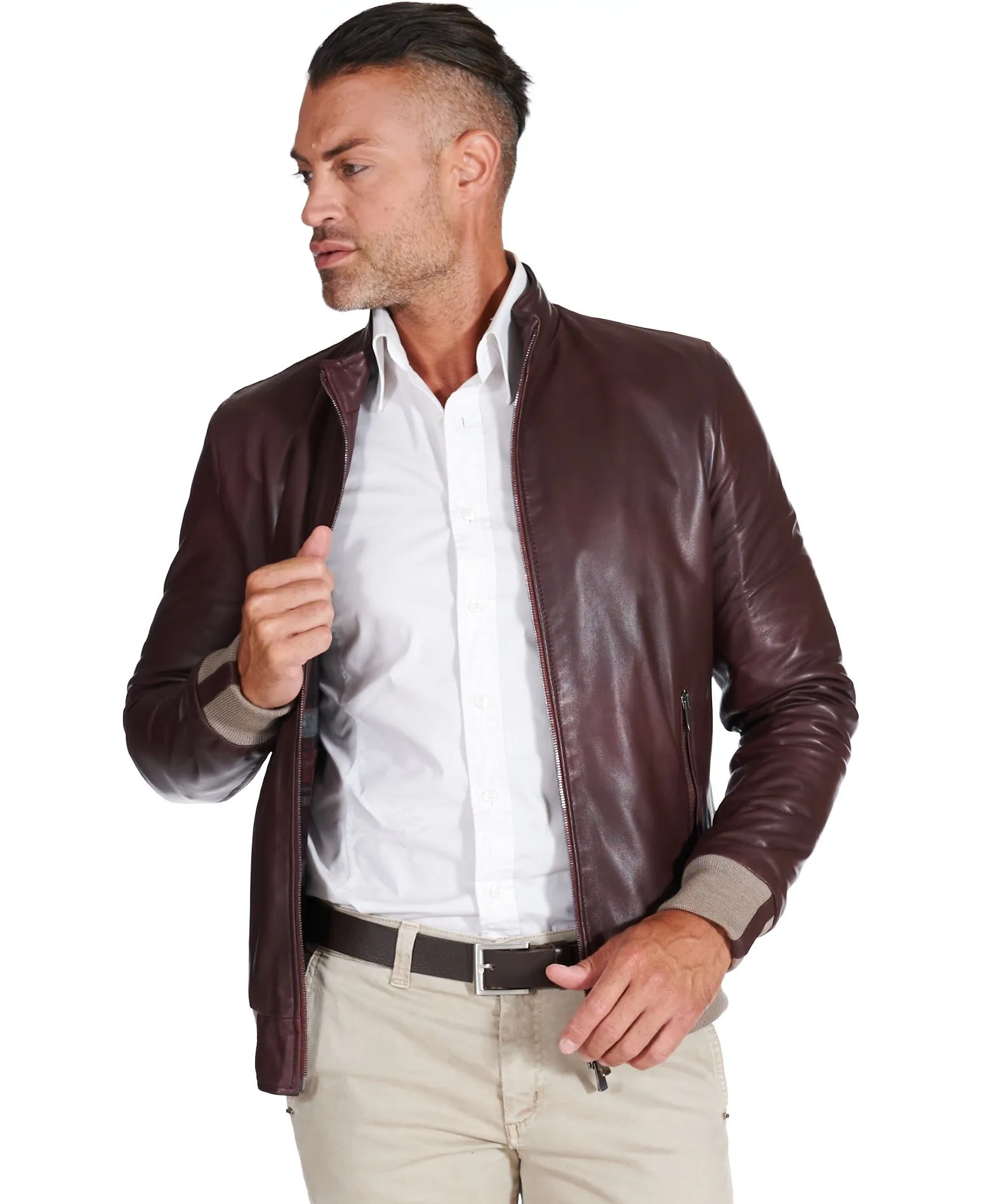 Bomber cuir homme veste en cuir bordeaux blouson cuir bordeaux 106