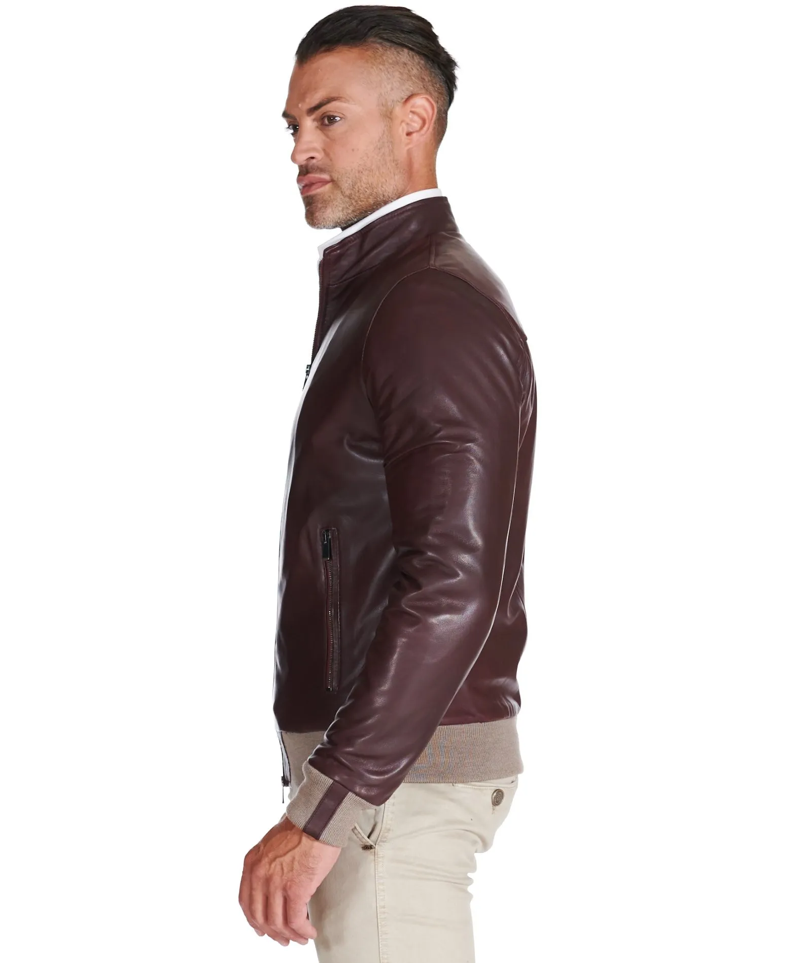 Bomber cuir homme veste en cuir bordeaux blouson cuir bordeaux 106