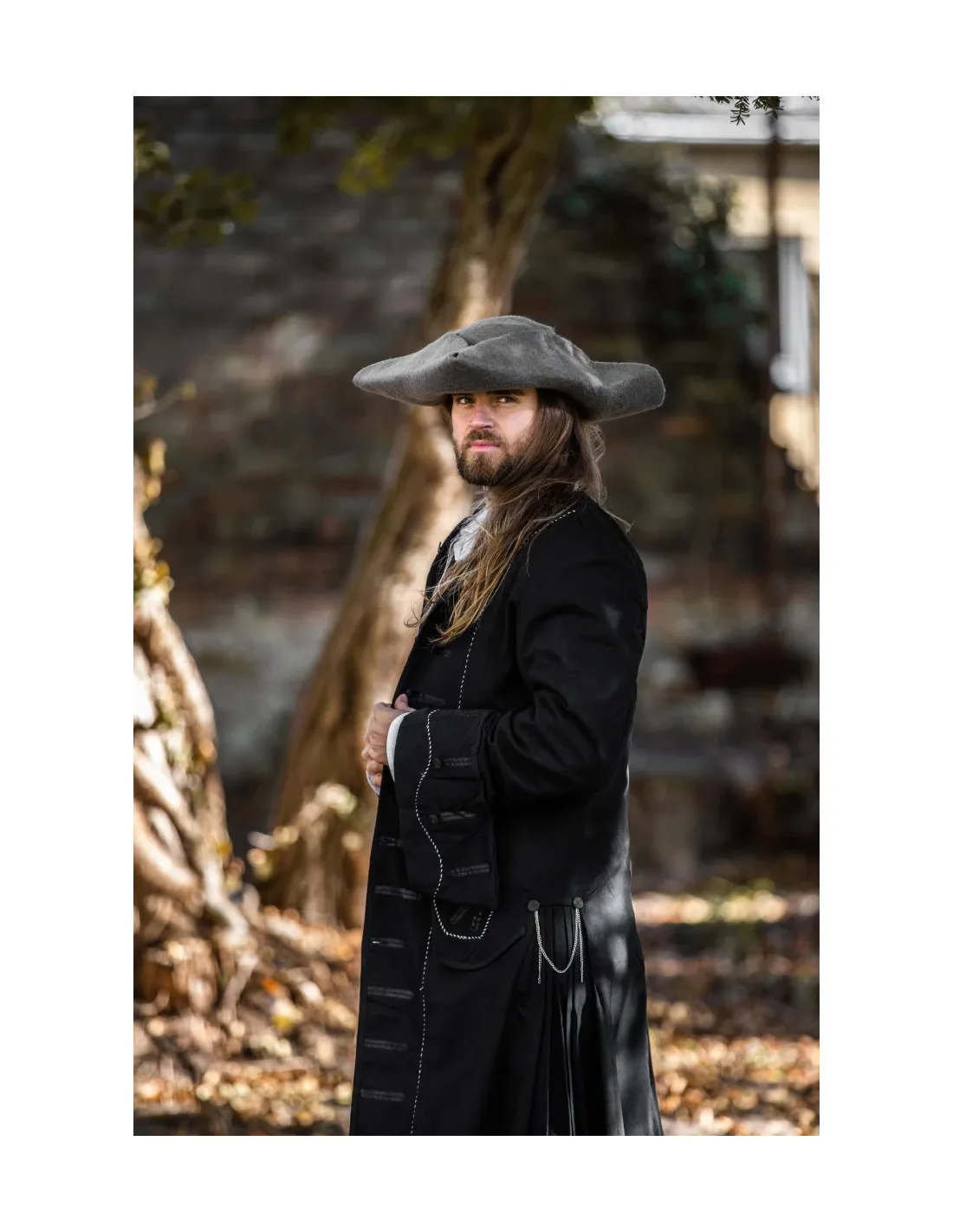 Bonnet tricorne pirate Hugo en laine, gris ⚔️ Boutique Épées