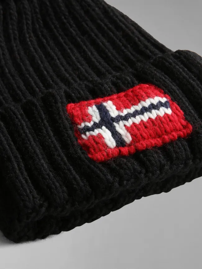 Bonnet à pompon en laine semiury noir - Napapijri | wimod