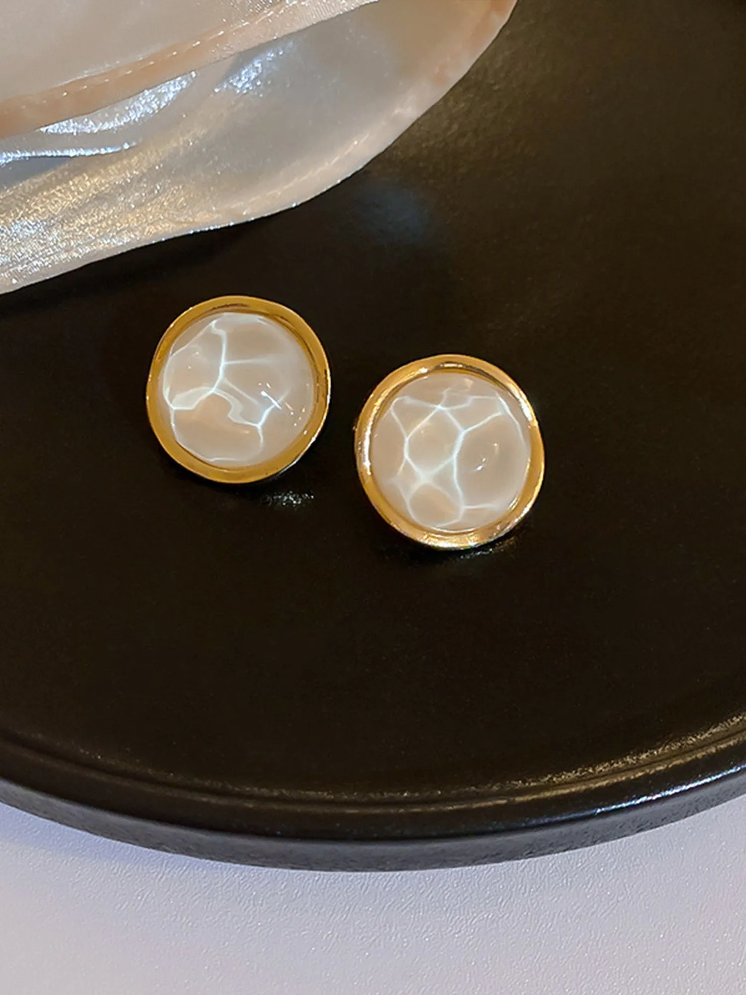 Boucles d'oreilles rétro en argent S925 à motif de vague d'eau