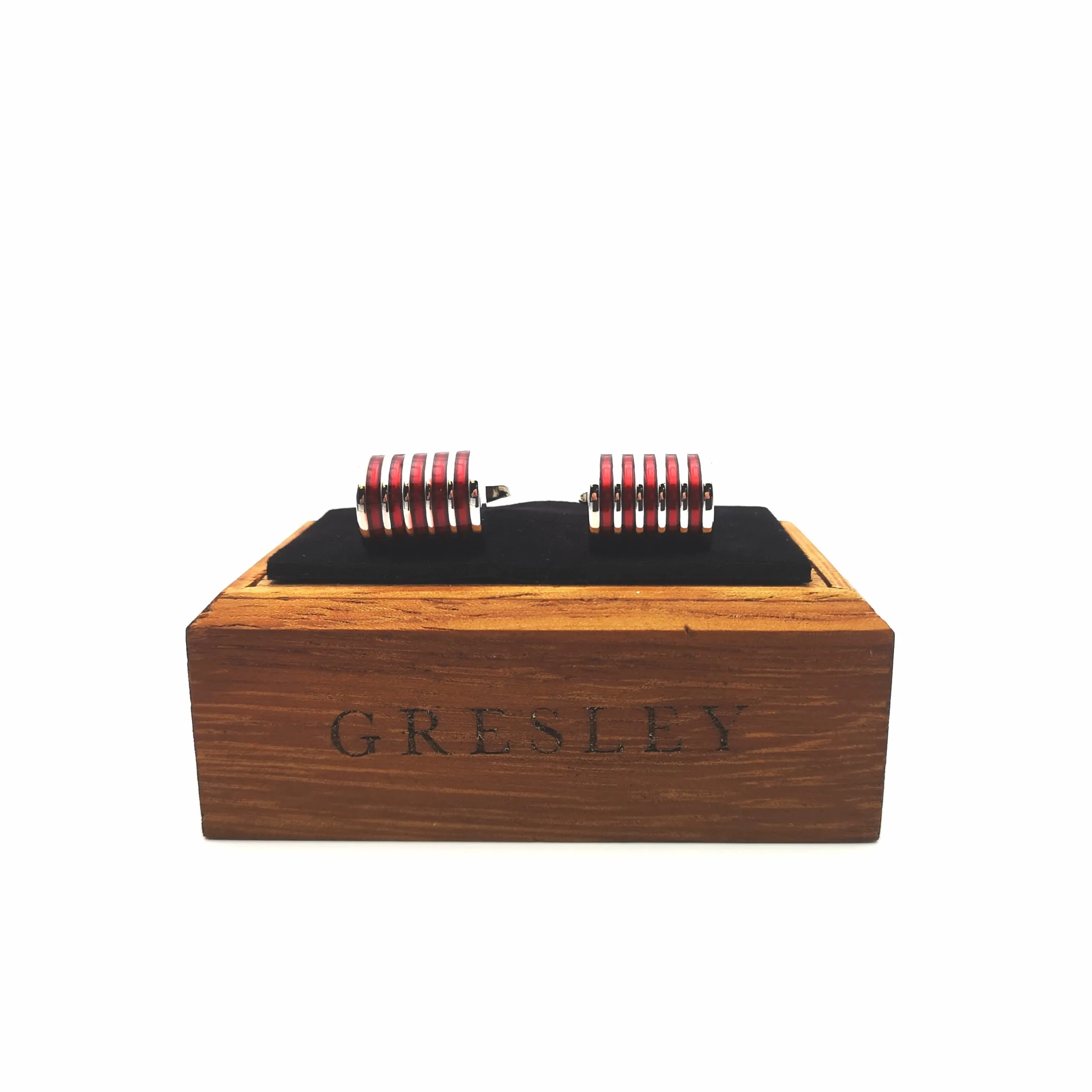 Boutons de manchettes rayures rouges - GRESLEY Costume pour homme Toulouse