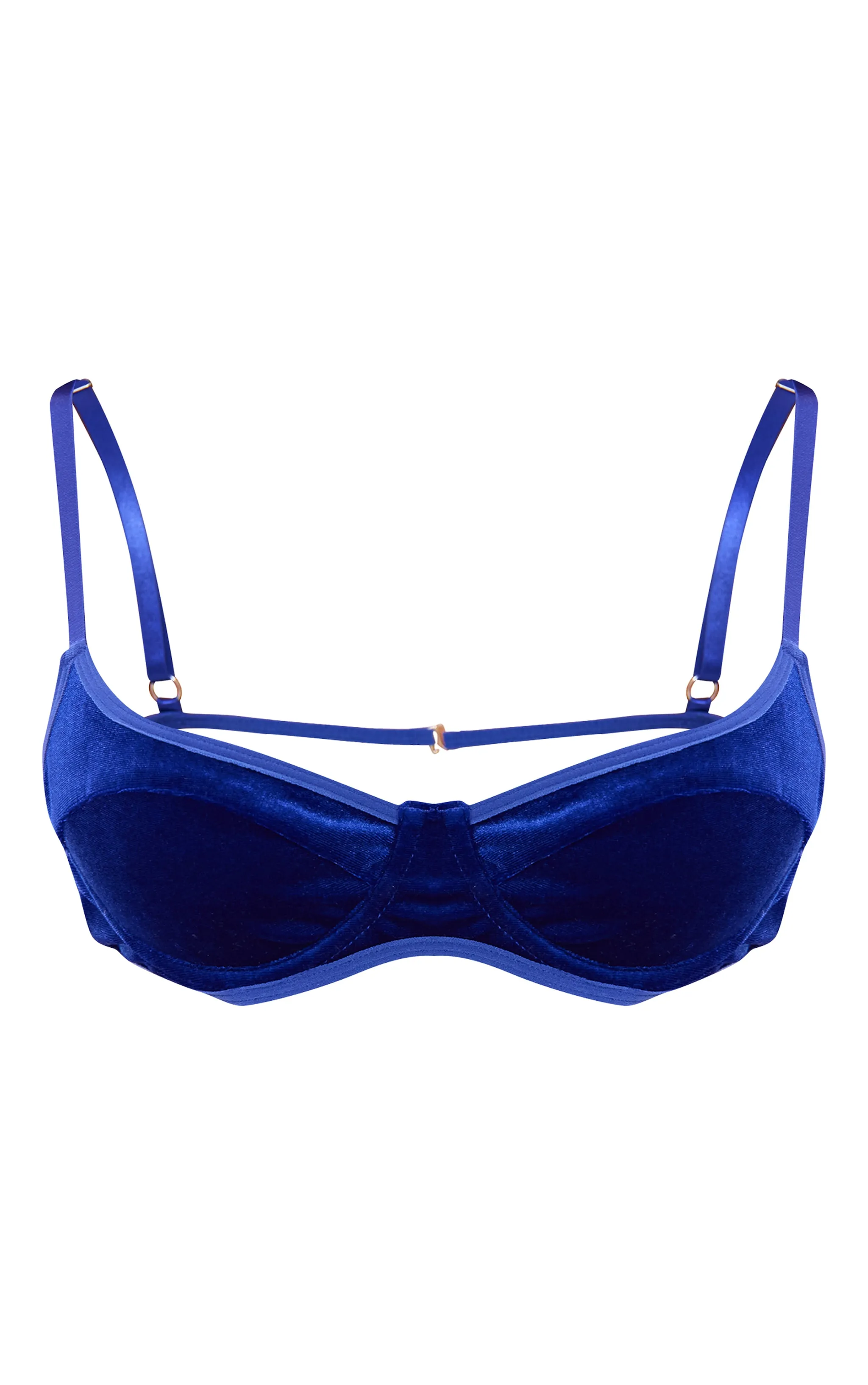 Bralette en velours bleu à armatures