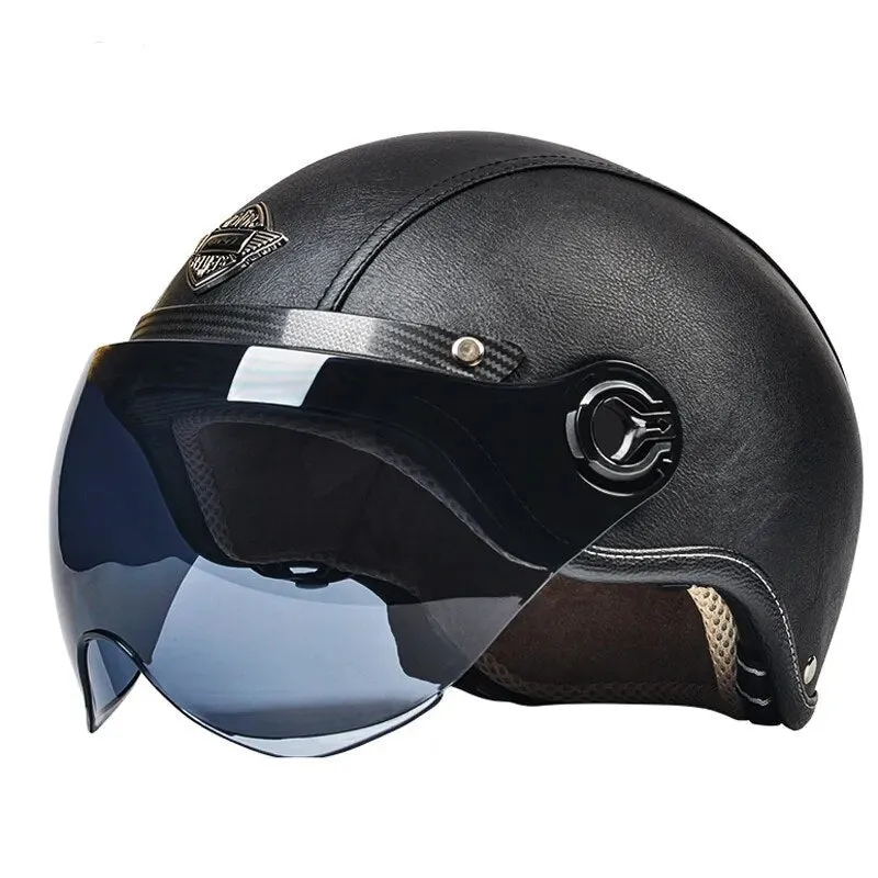 Casque moto rétro noir Samty