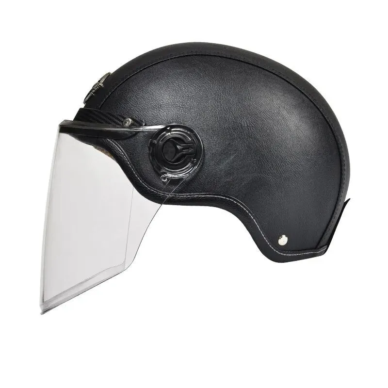 Casque moto rétro noir Samty