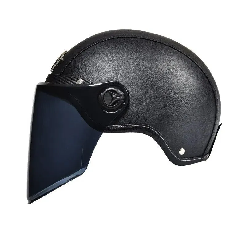 Casque moto rétro noir Samty