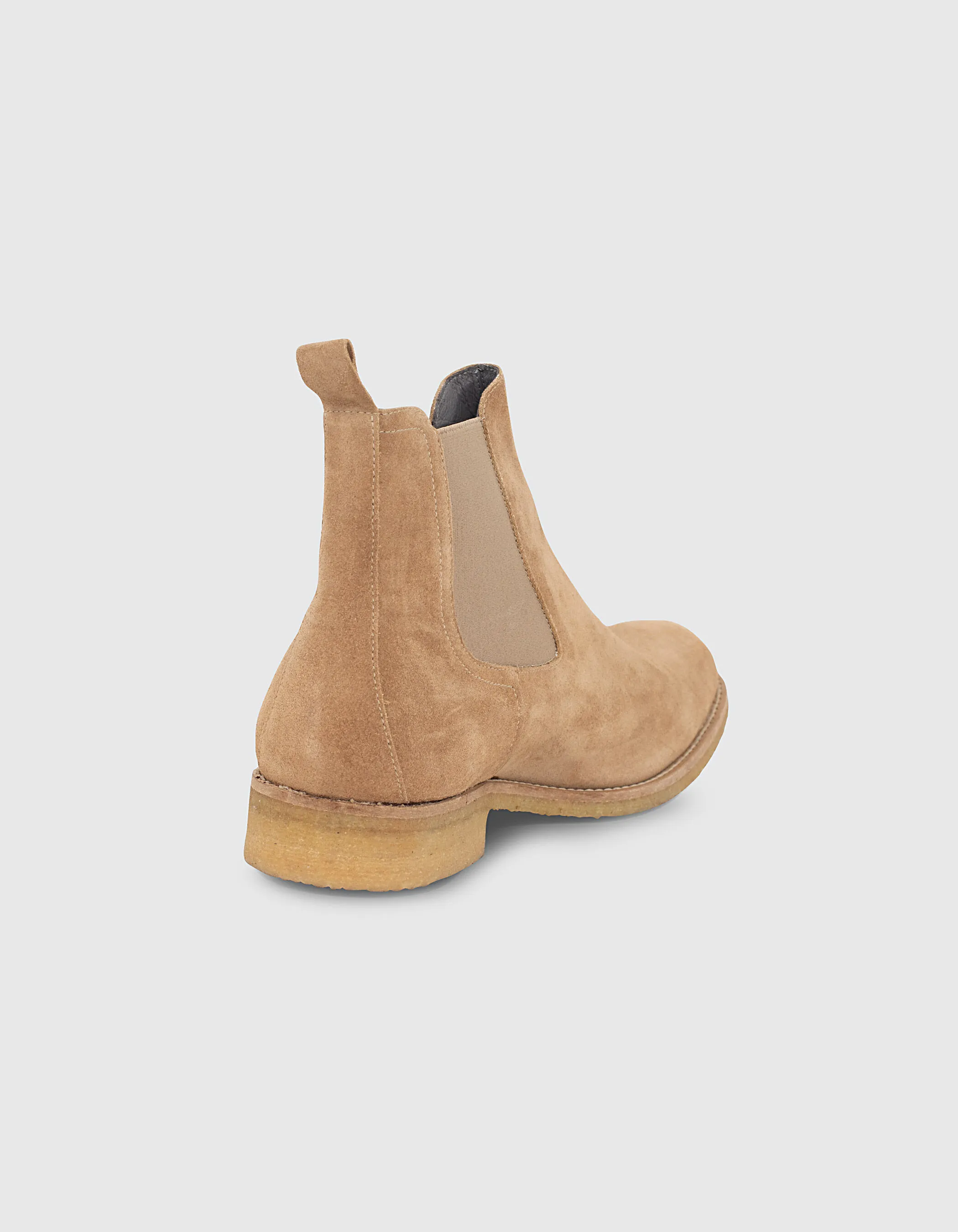 Chelsea boots beige clair en cuir velours Homme