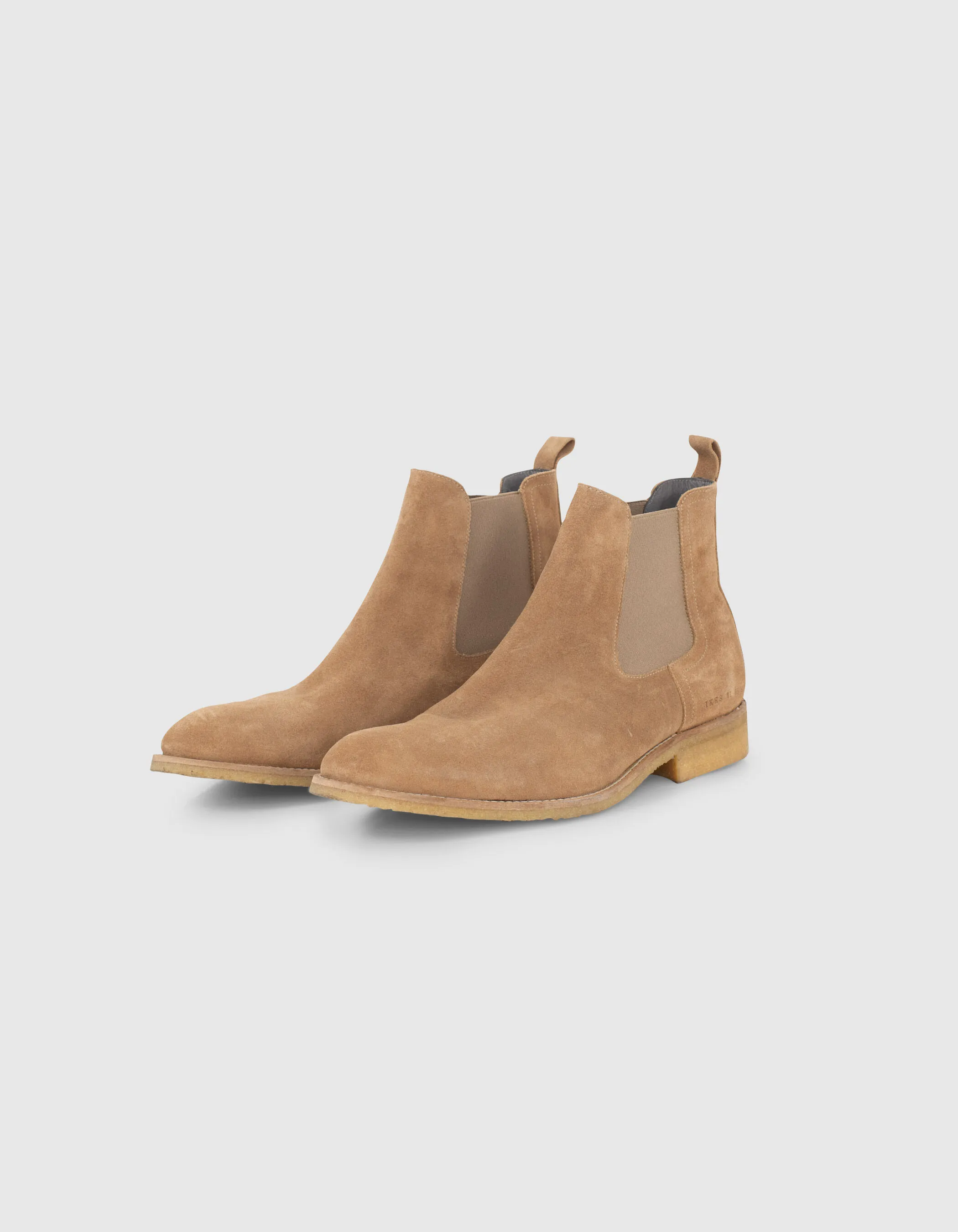 Chelsea boots beige clair en cuir velours Homme