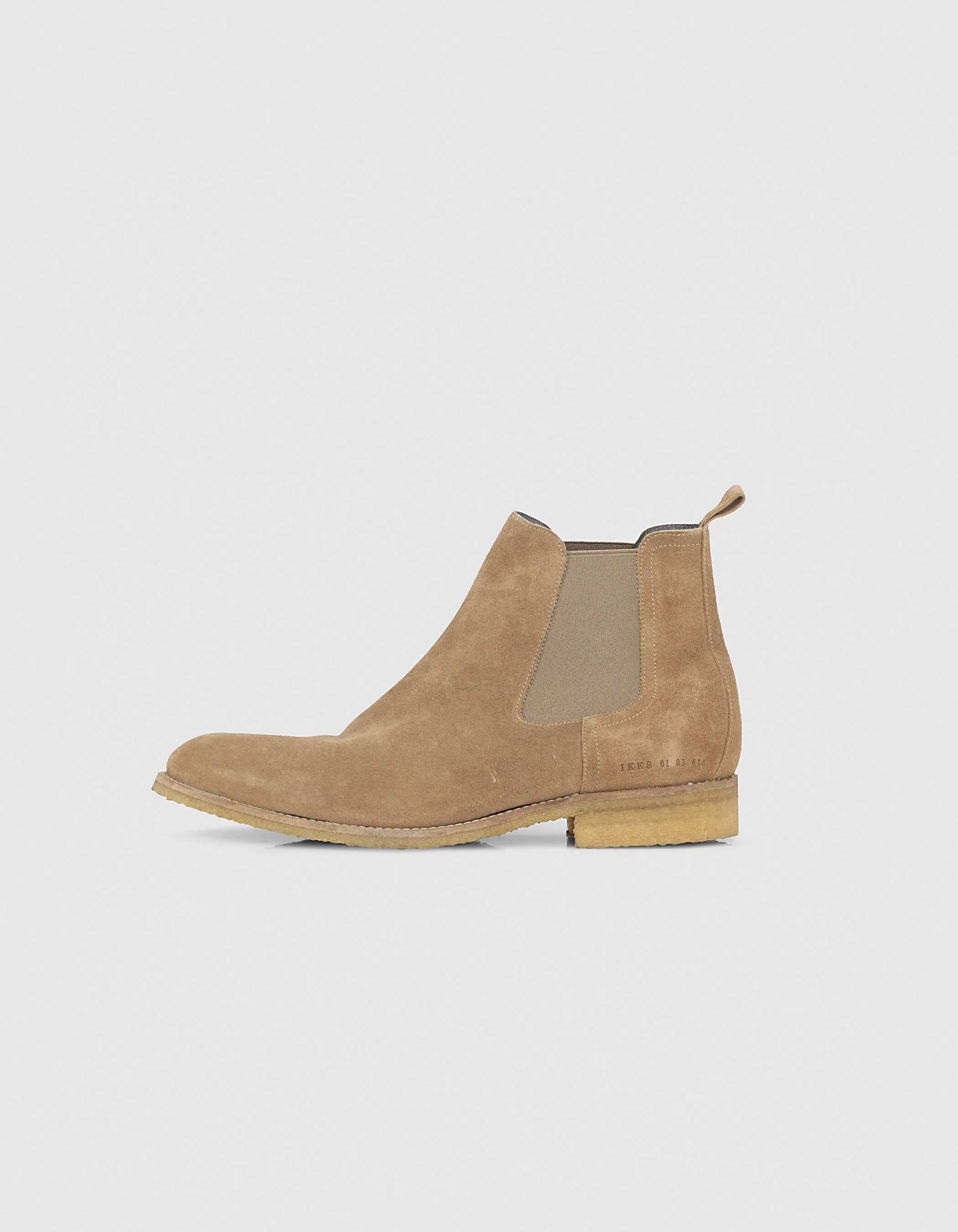 Chelsea boots beige clair en cuir velours Homme