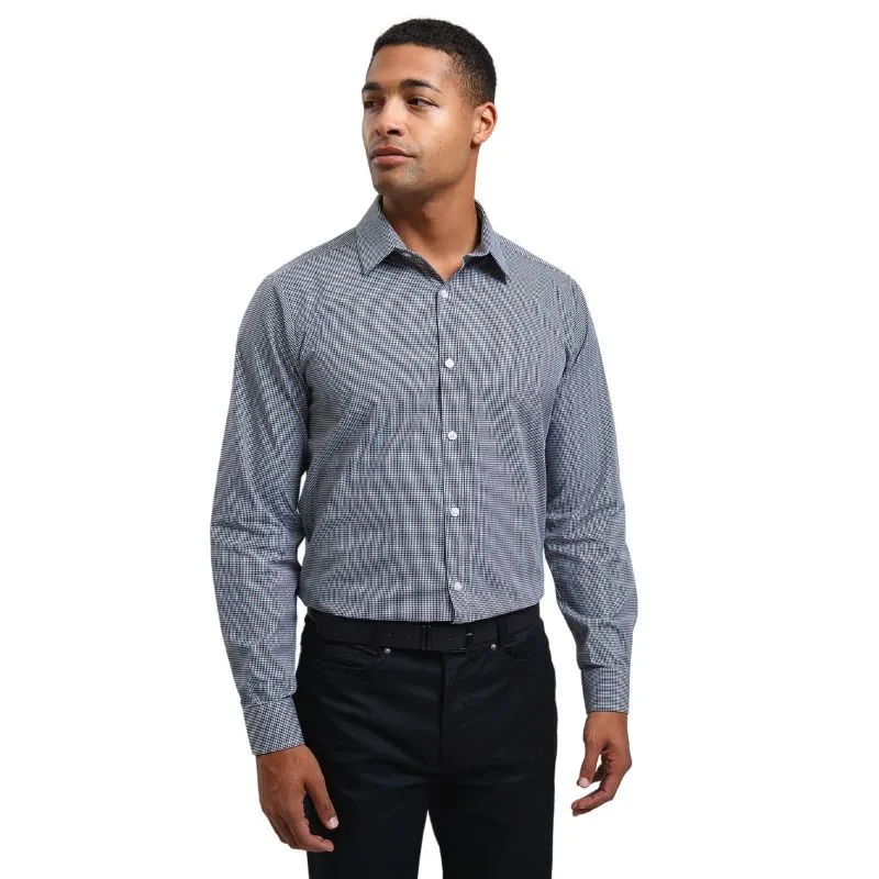 Chemise de Serveur Homme à Carreaux Bleu Marine Vichy - PREMIER