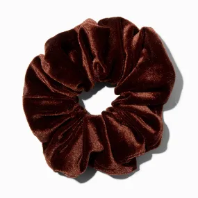 Chouchou en imitation velours de taille moyenne marron