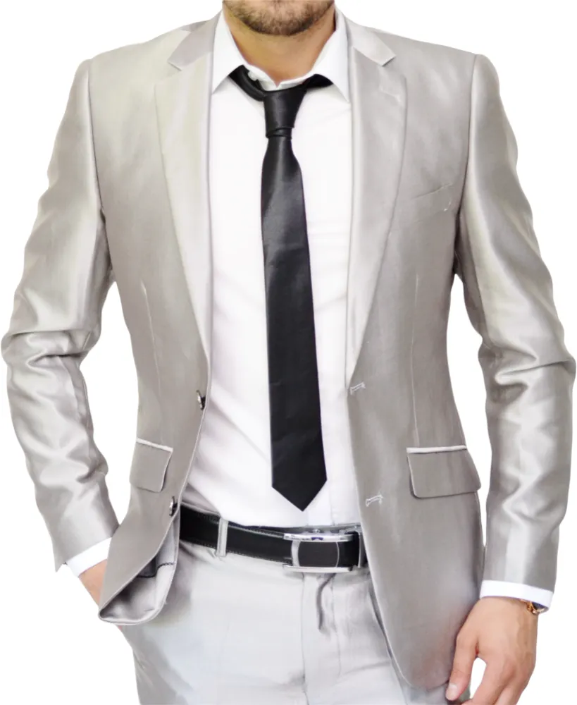 Costume de mariage gris brillant slim