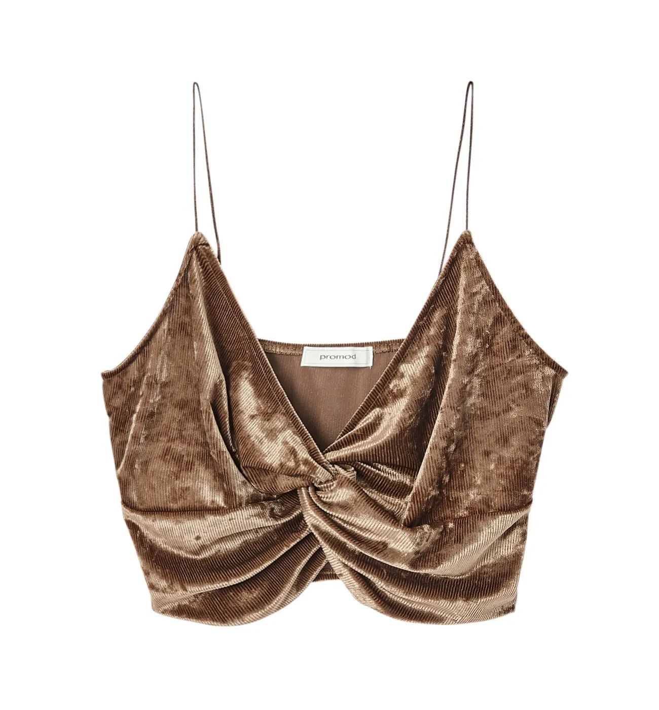 Crop top en panne de velours - Cognac