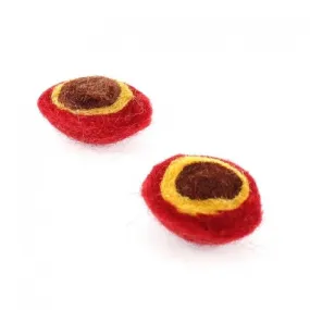 Demi-boule en laine bouillie Rouge / Marron x2 