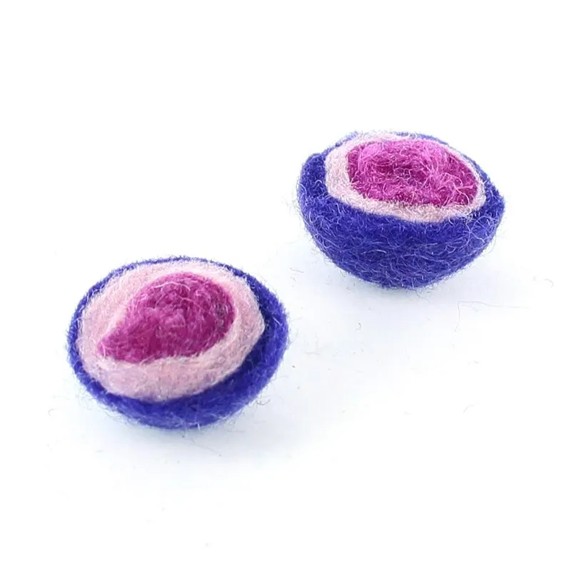 Demi-boule en laine bouillie Violet / Fuchsia x 2