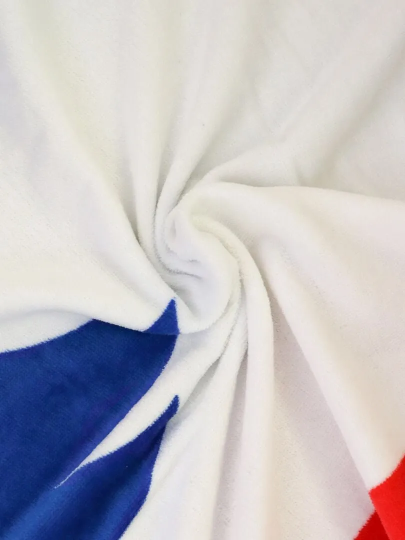 Drap de plage en velours - Bleu/blanc/rouge