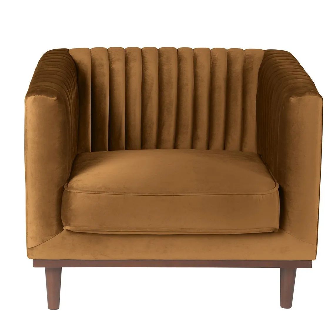 Fauteuil en velours caramel   | 3 Suisses