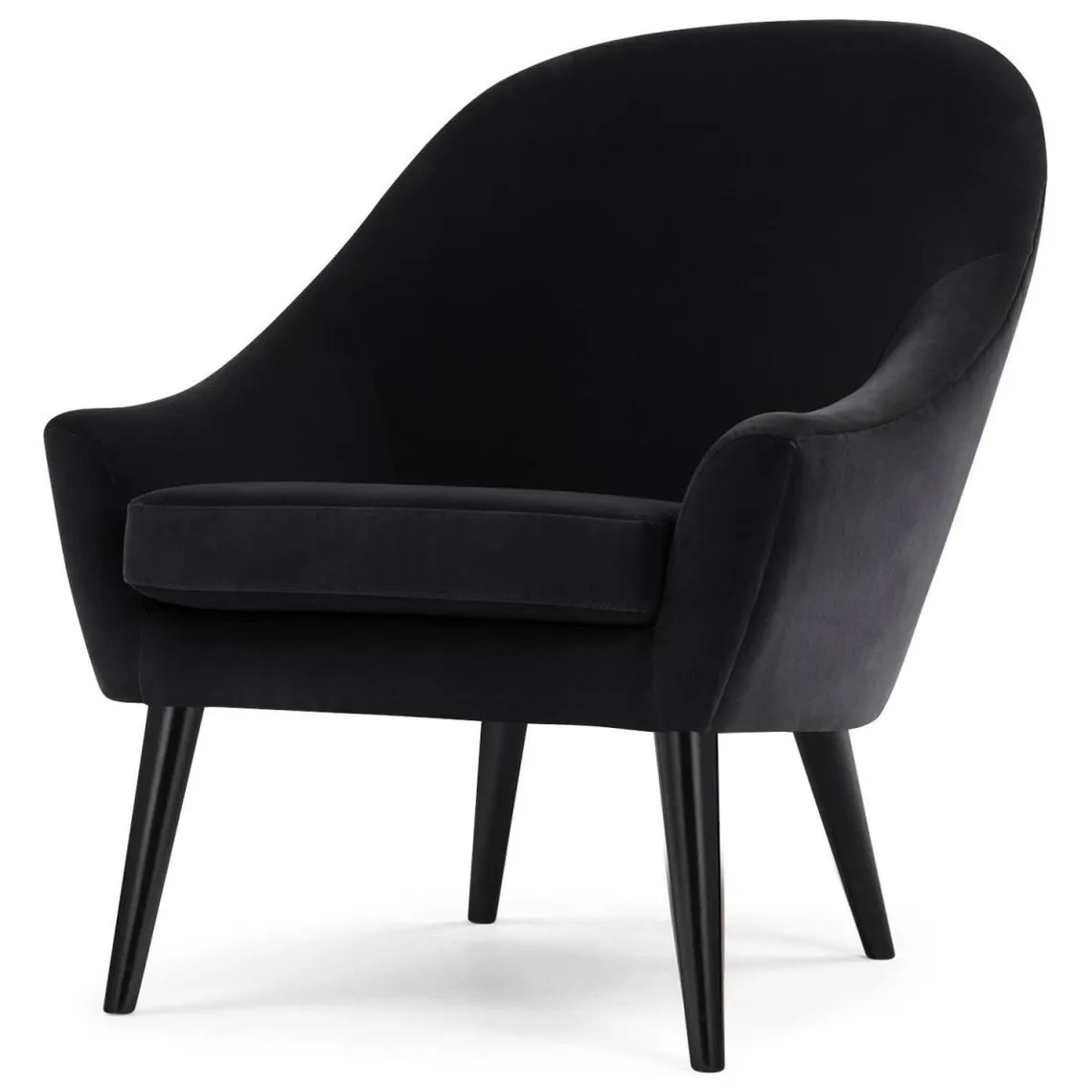 Fauteuil scandinave en velours noir  | 3 Suisses