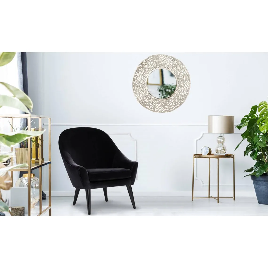 Fauteuil scandinave en velours noir  | 3 Suisses