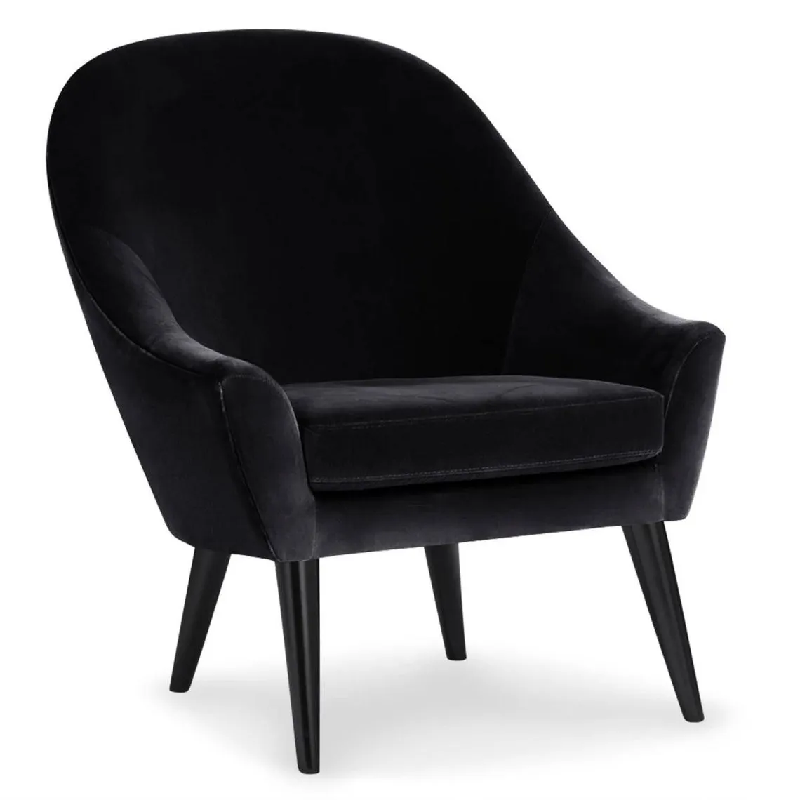 Fauteuil scandinave en velours noir  | 3 Suisses