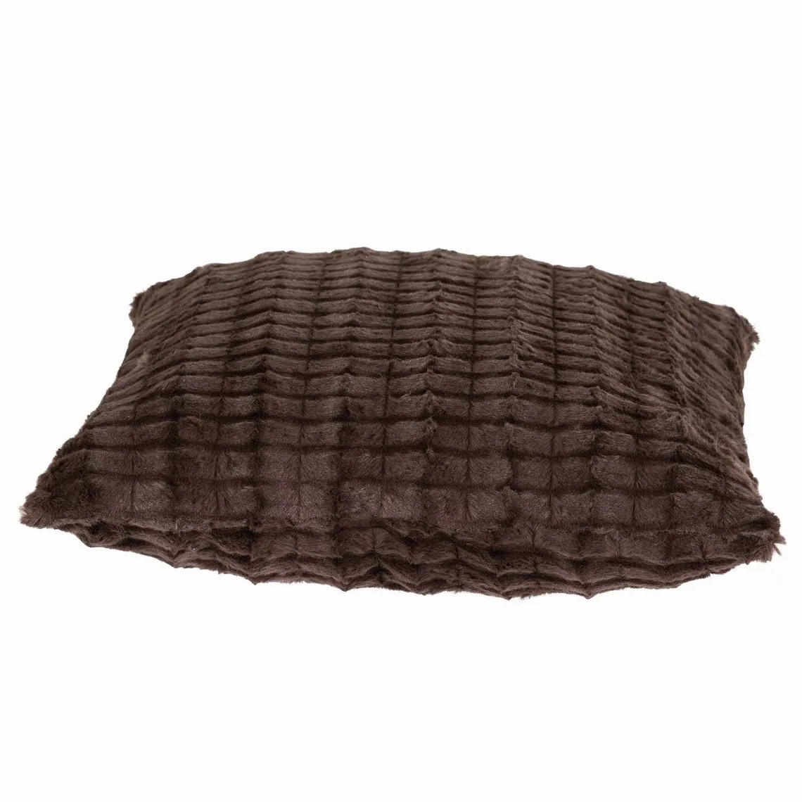 Housse de coussin 45 x 45 cm fausse fourrure marron | 3 Suisses