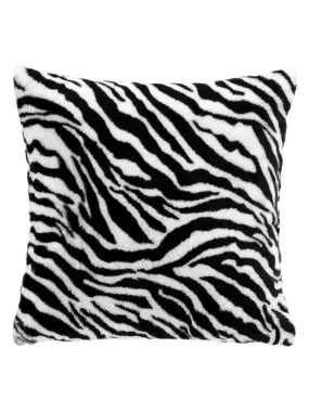 Housse de Coussin imitation fourrure Zebrela - Noir