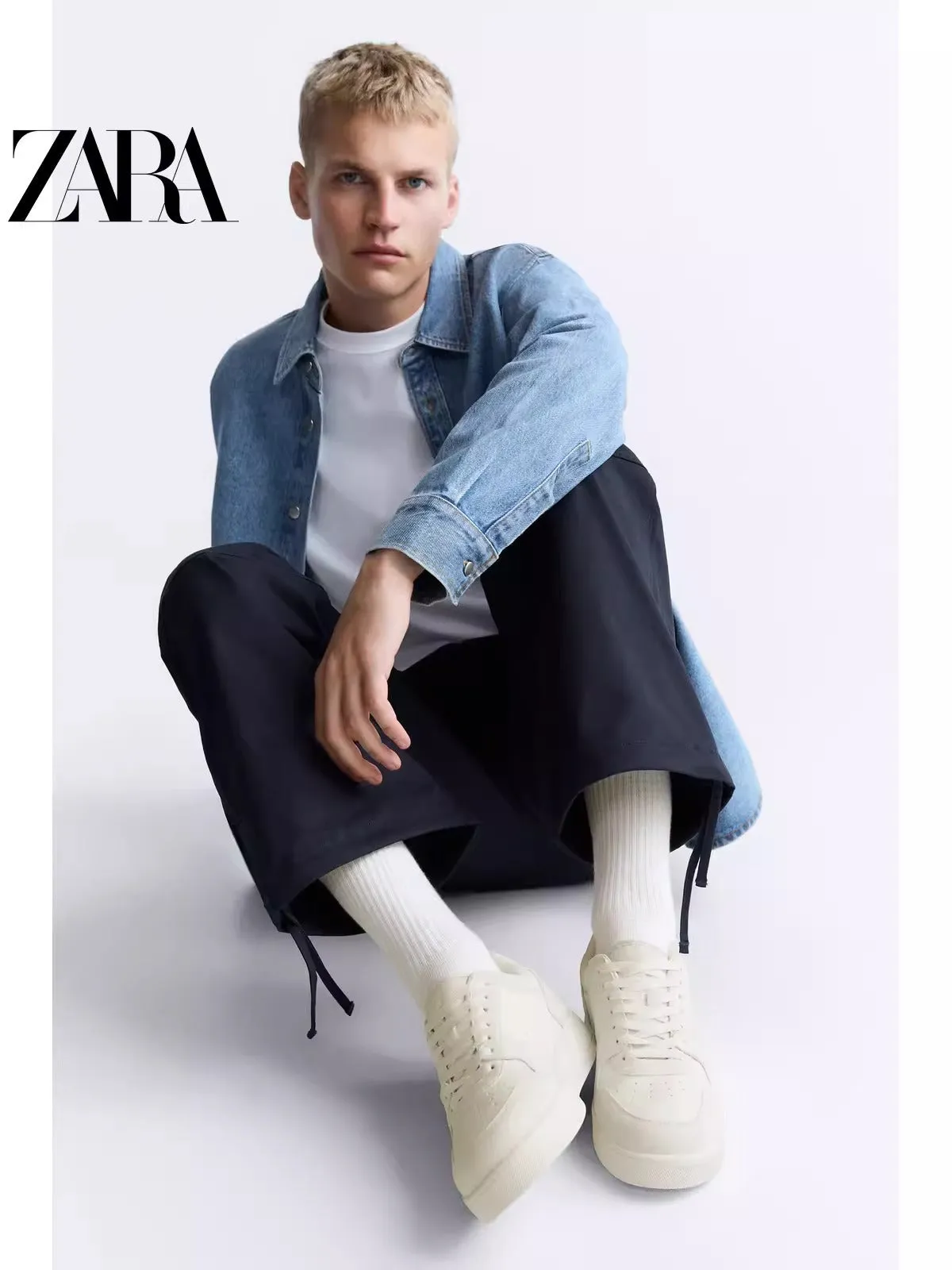 Importé  - ZARA NEW - Chaussure Homme Baskets Rétro Décontractées - Blanc