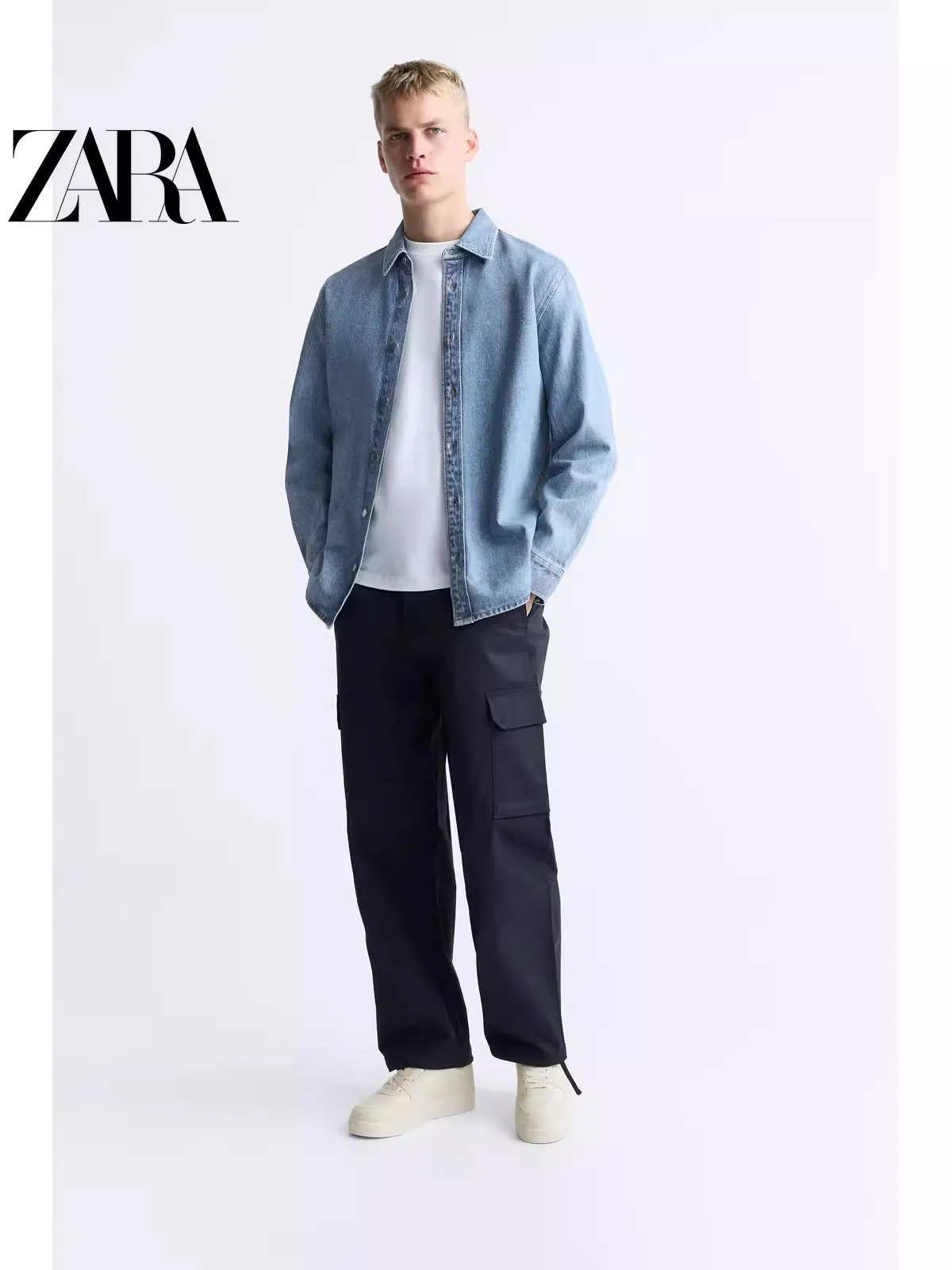 Importé  - ZARA NEW - Chaussure Homme Baskets Rétro Décontractées - Blanc