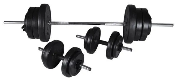 Kit de barre d'haltère et 2 haltères 60 5 kg fitness musculation