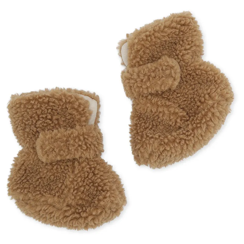 KONGES SLOJD - CHAUSSONS BEBE EN FAUSSE FOURRURE TABAC - littlecasba.com