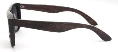 Lunettes de Soleil Retro Monture Bois Wayfarer Verres Fumées