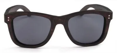 Lunettes de Soleil Retro Monture Bois Wayfarer Verres Fumées