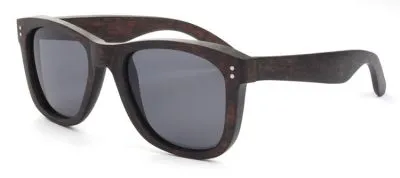 Lunettes de Soleil Retro Monture Bois Wayfarer Verres Fumées