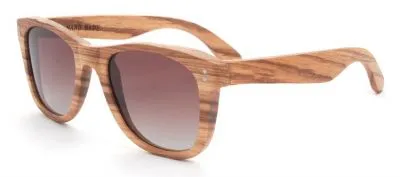 Lunettes de Soleil Retro Monture Bois Wayfarer Verres Fumées