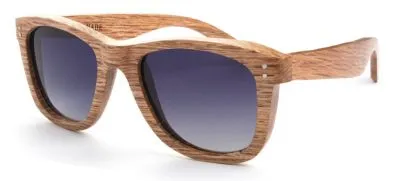 Lunettes de Soleil Retro Monture Bois Wayfarer Verres Fumées