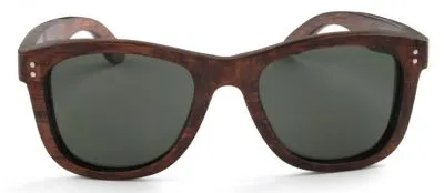 Lunettes de Soleil Retro Monture Bois Wayfarer Verres Fumées