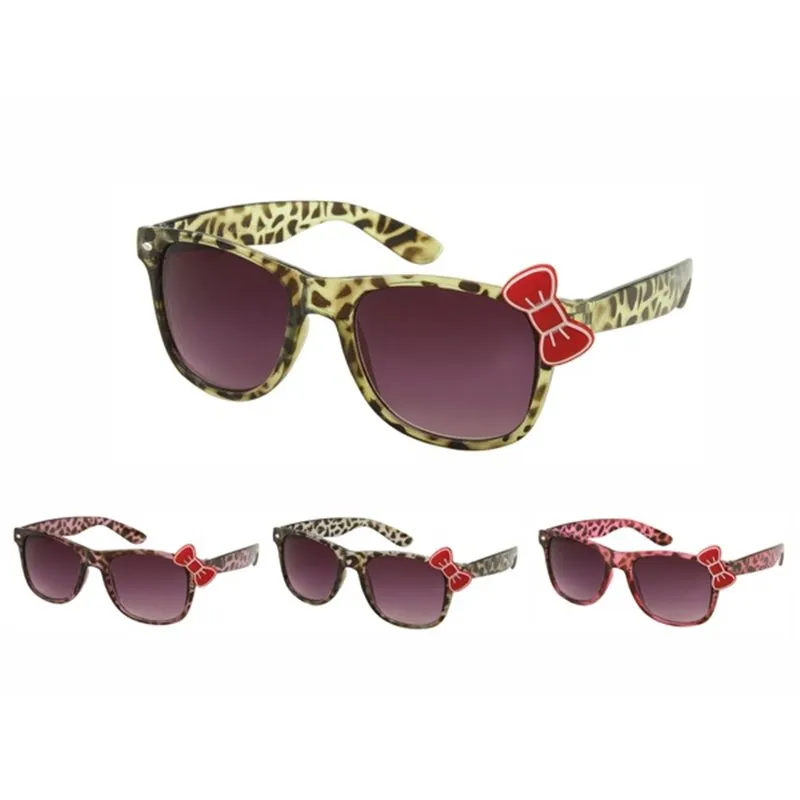 Lunettes de Soleil à Motif Léopard avec un Noeud de Couleur Rouge