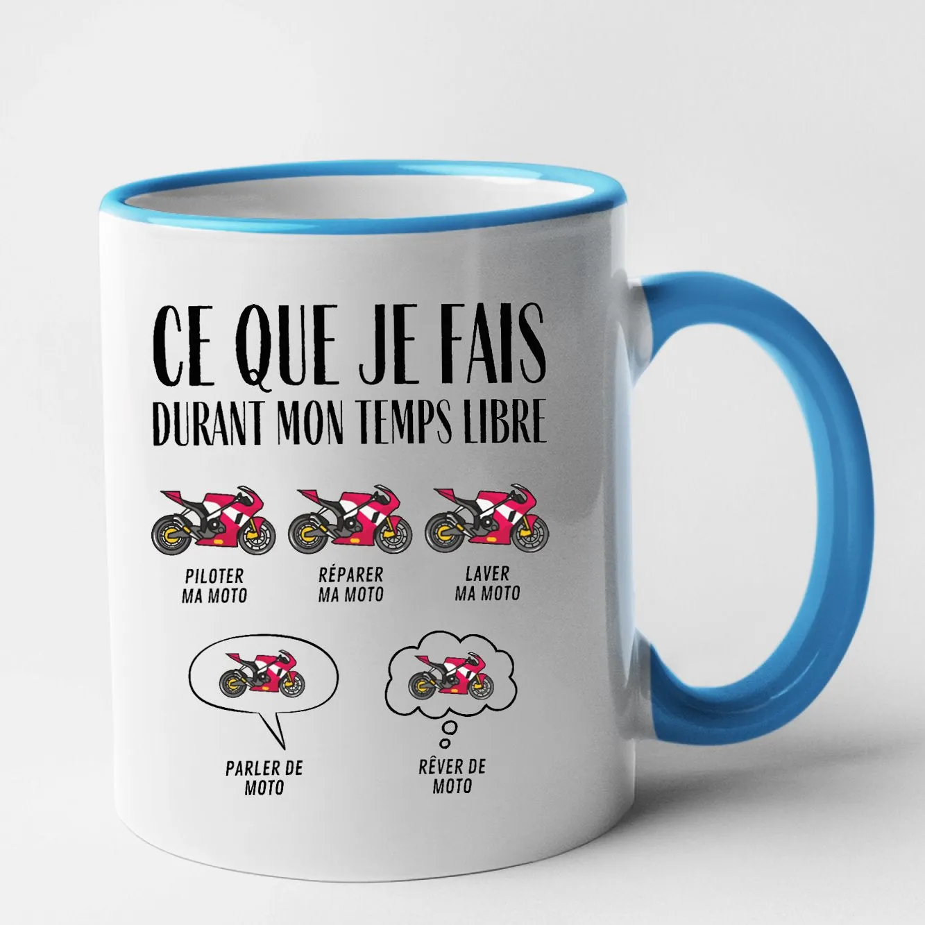 Mug Ce que je fais durant mon temps libre Moto