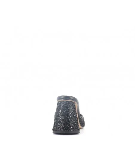 MULES SELLA CUIR GLITTER NOIR