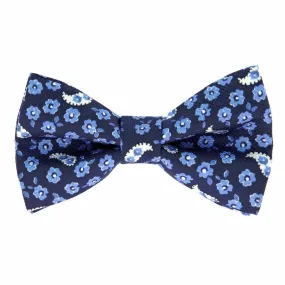 Noeud papillon motif cachemire et fleurs bleu marine