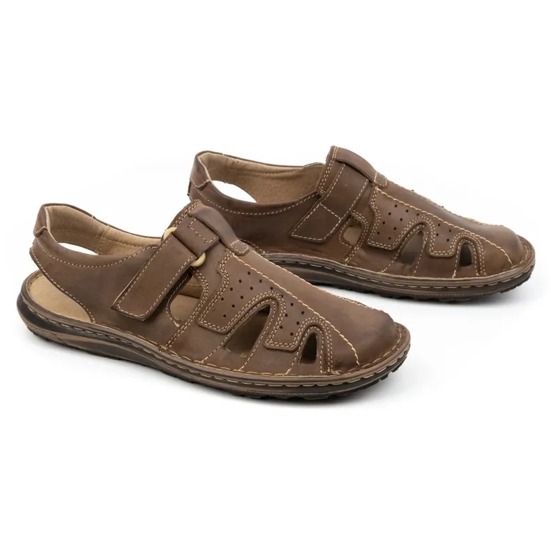 Olivier Sandales cuir été homme 678MA marron brun